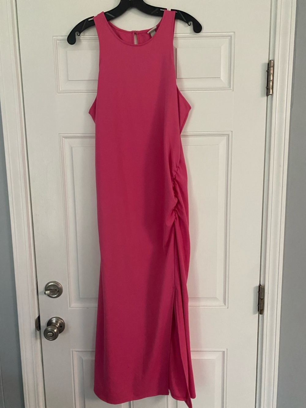 Sleeveless Fuchsia Side-Ruched Maxi Dress. a new day. Size XL